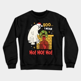 Boo I Mean Ho Ho Ho Halloween Ghost Funny Christmas Crewneck Sweatshirt